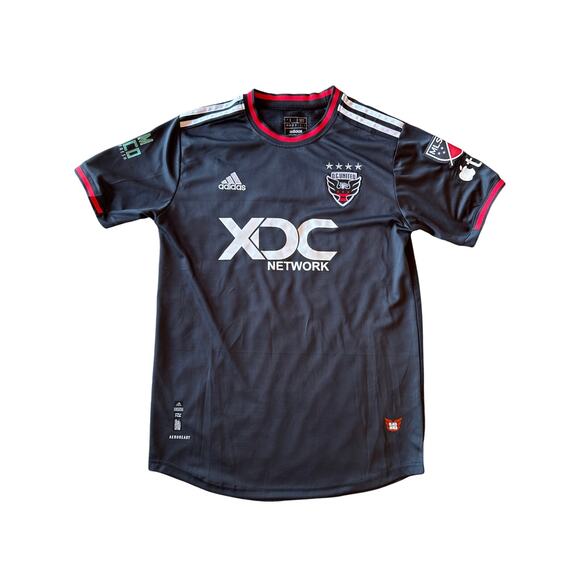 MLS D.C. United #24 XDC Network Adidas Black Large Aeroready Soccer Jersey - Picture 1 of 8
